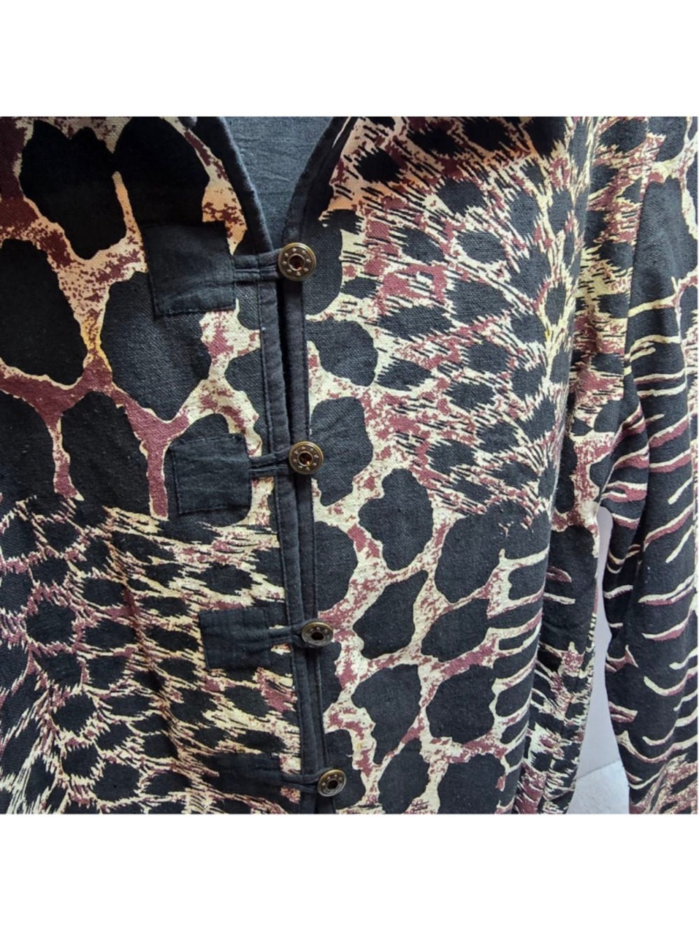 Women's Jacqueline Lauren Animal Print Blazer XL Black Beige - Picture 5 of 8